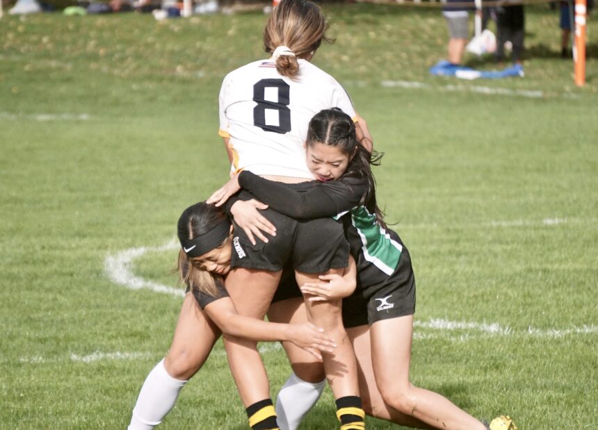 2 St. Mary's HS players tackled a Bishop O'Dowd rugby player